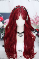 Rote sekundäre lange lockige süße Lolita-Perücken